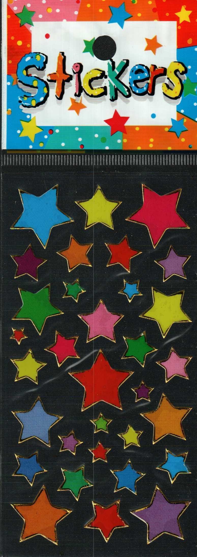 Full Color Sticker Sheet -  Multicolor Large Stars 32 pc - The Country Christmas Loft