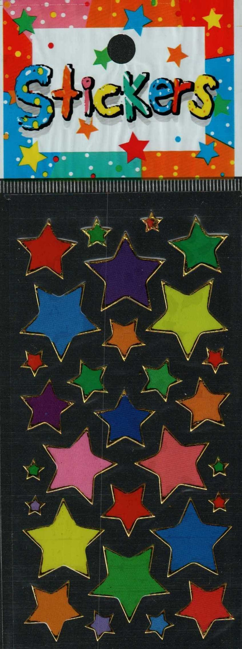 Full Color Sticker Sheet -  Multicolor Large Stars 29 pc - The Country Christmas Loft