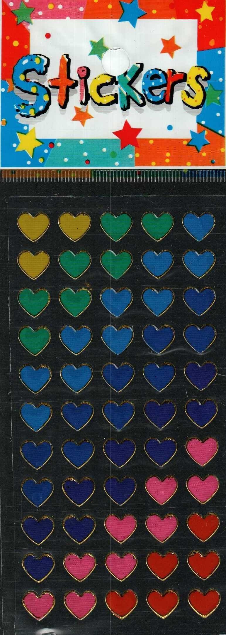 Full Color Sticker Sheet -  Small Hearts Blue/Red - Shelburne Country Store