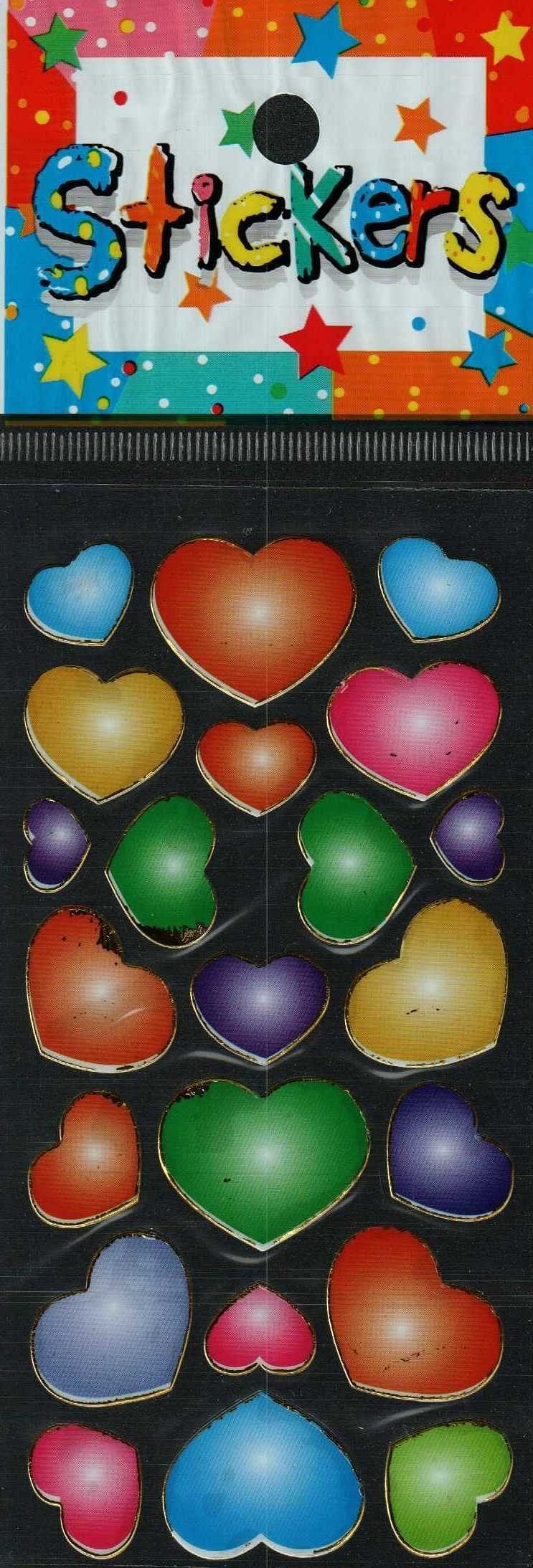 Full Color Sticker Sheet -  Colorful Hearts 22 pc - Shelburne Country Store