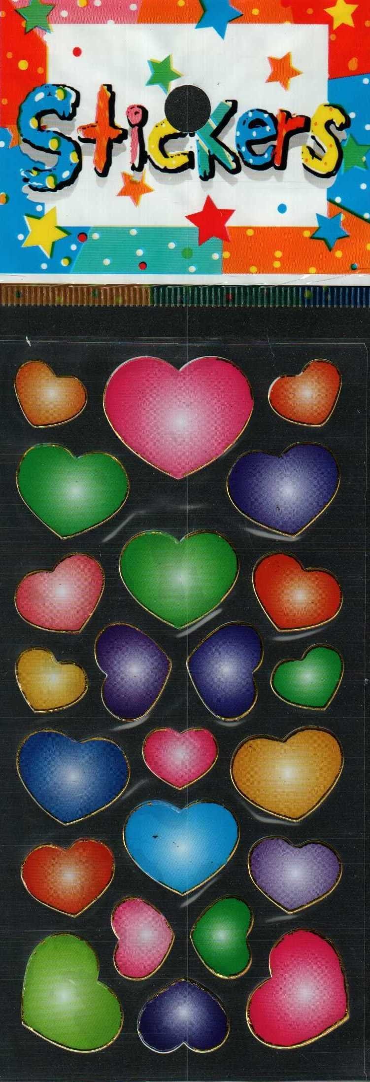Full Color Sticker Sheet -  Colorful Hearts 23 pc - The Country Christmas Loft