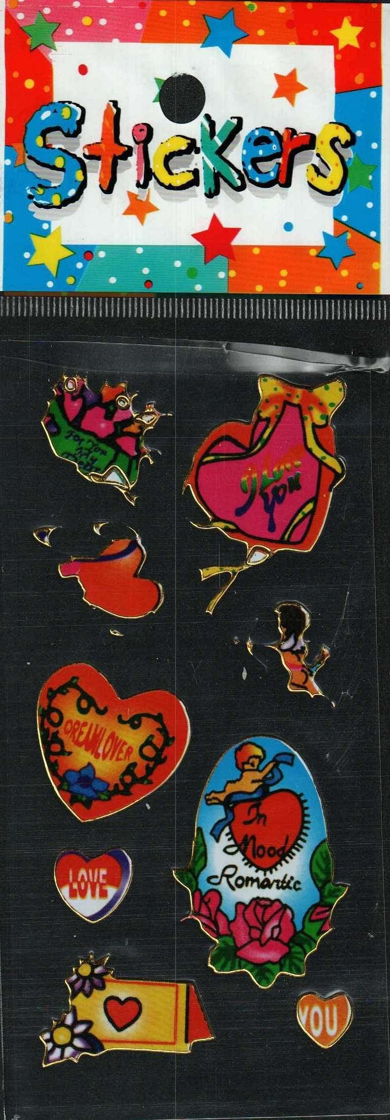 Full Color Sticker Sheet -  Romantic Hearts - Shelburne Country Store