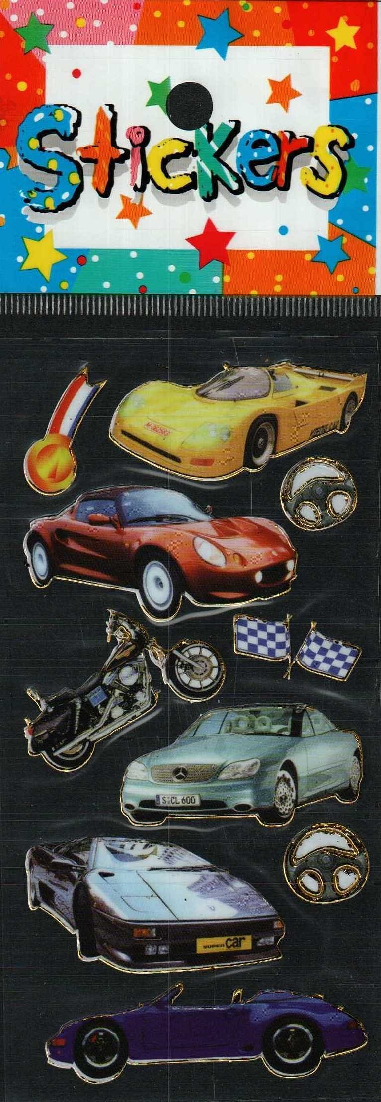 Full Color Sticker Sheet -  Sports Cars - Shelburne Country Store