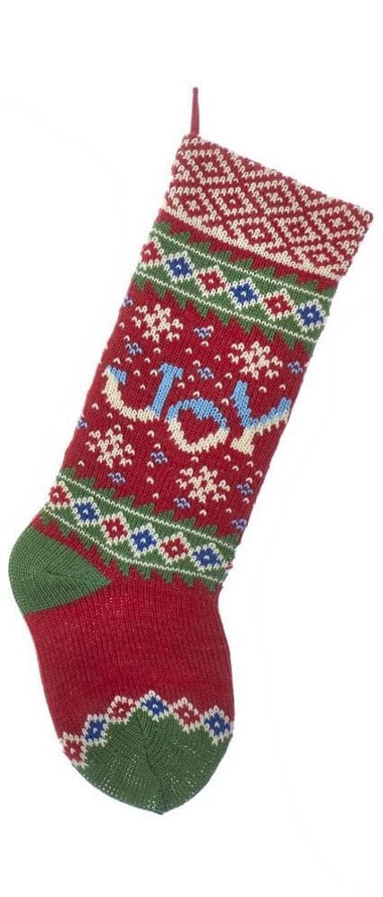 20 Inch Knit Snowflake Stocking -  Joy - The Country Christmas Loft