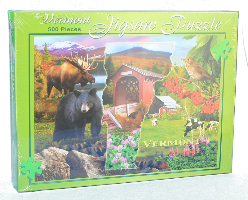 500 Piece Vermont State Outline with Scenery Puzzle - Shelburne Country Store