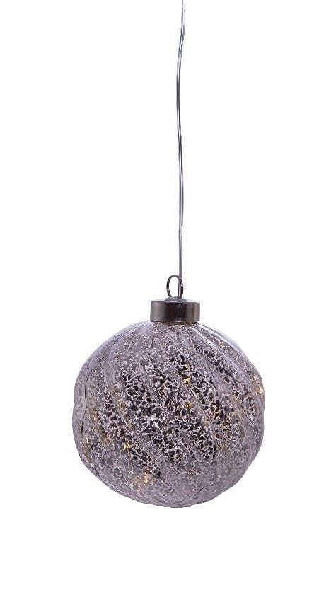 Lighted USB Gold and Silver Glass Ball Ornament - Silver - Shelburne Country Store