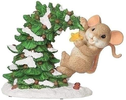 Mouse and Cristmas Tree Charming Tails Figure - Shelburne Country Store