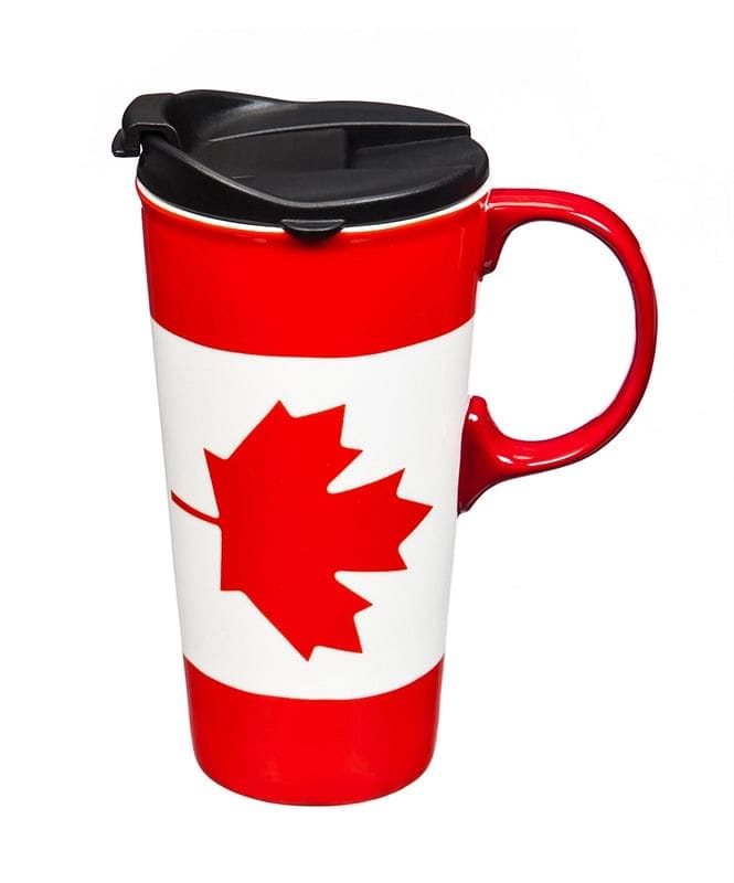 Ceramic Travel Cup w/Box, 17 oz - Canadian Maple Leaf - Shelburne Country Store