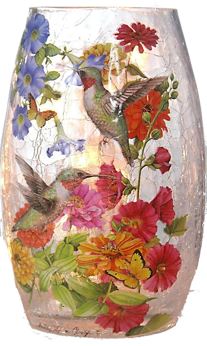 Lighted Glass Vase - Hummingbirds - - Shelburne Country Store