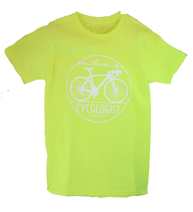 Cycologist T-Shirt on Safety Green - - Shelburne Country Store