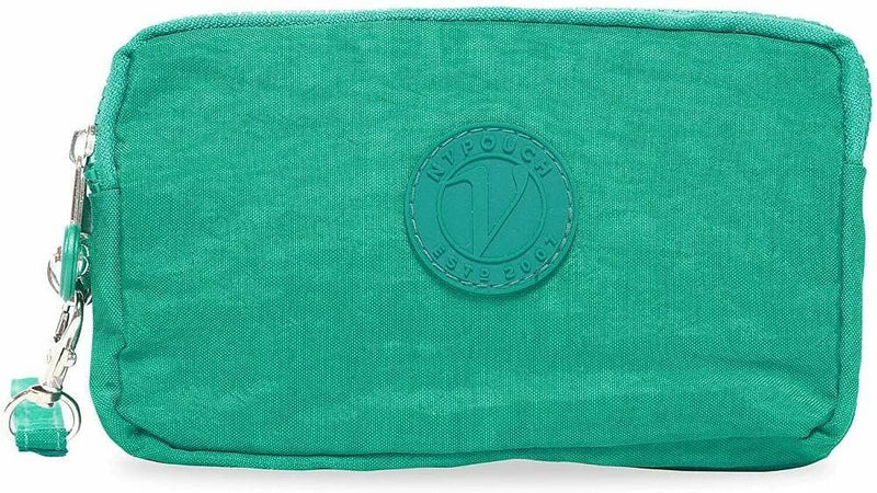 Zipper Wristlet Wallet Pouch Nu Pouch Malibu Three New Teal Washed Nylon Mint - Shelburne Country Store