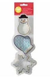 3 Piece Metal Cookie Cutter Set - Snowman, Mitten, Snowflake - Shelburne Country Store