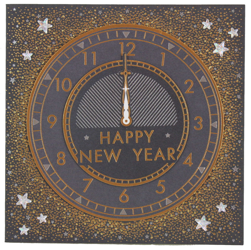 Happy New Year Black And Gold Clock Card - Shelburne Country Store