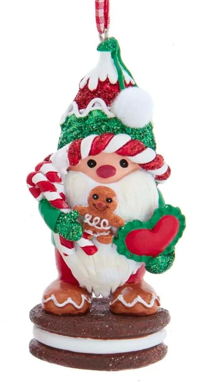 Gingerbread Gnome On Cookie Ornament -  Green Hat - Shelburne Country Store