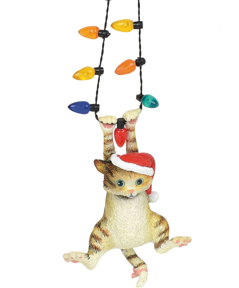 Hanging on Lights Cat Ornament - Shelburne Country Store