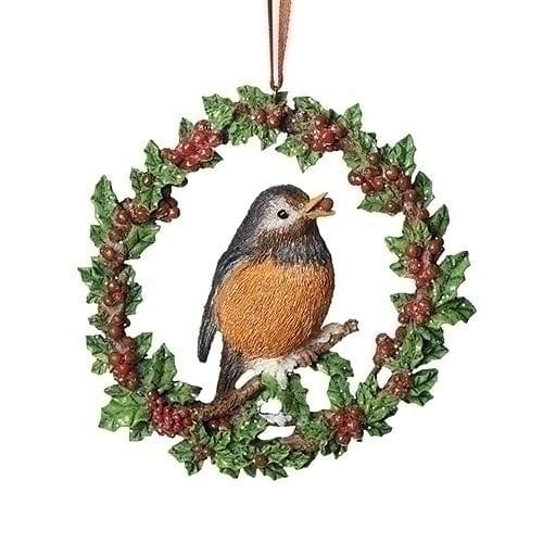 4.25 Inch Robin in a Berry Wreath - Shelburne Country Store