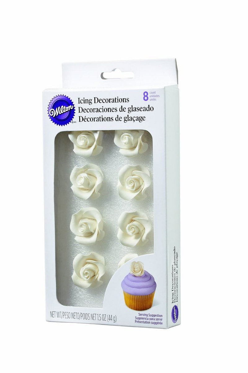 Wilton 8-Pack Rose Icing Decorations, Medium, White - Shelburne Country Store