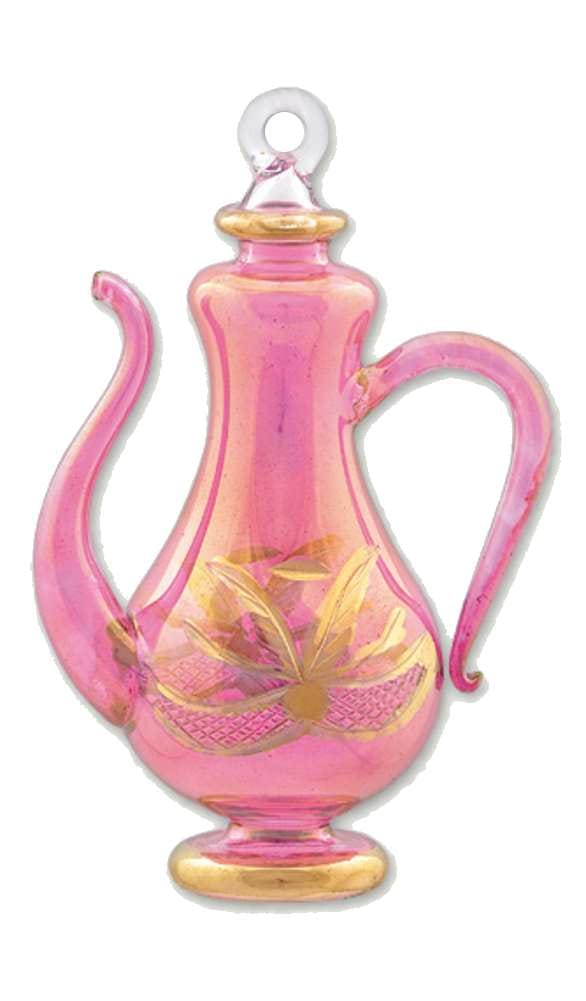 Tall Gold Etched Teapot Ornament -  Red - Shelburne Country Store