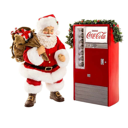 Battery-Operated Santa with Coke Machine, 2-Piece Set - Shelburne Country Store