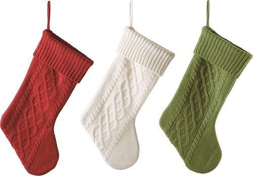 Cable Knit Stocking With Ribbed Cuff 20 Inch - - Shelburne Country Store