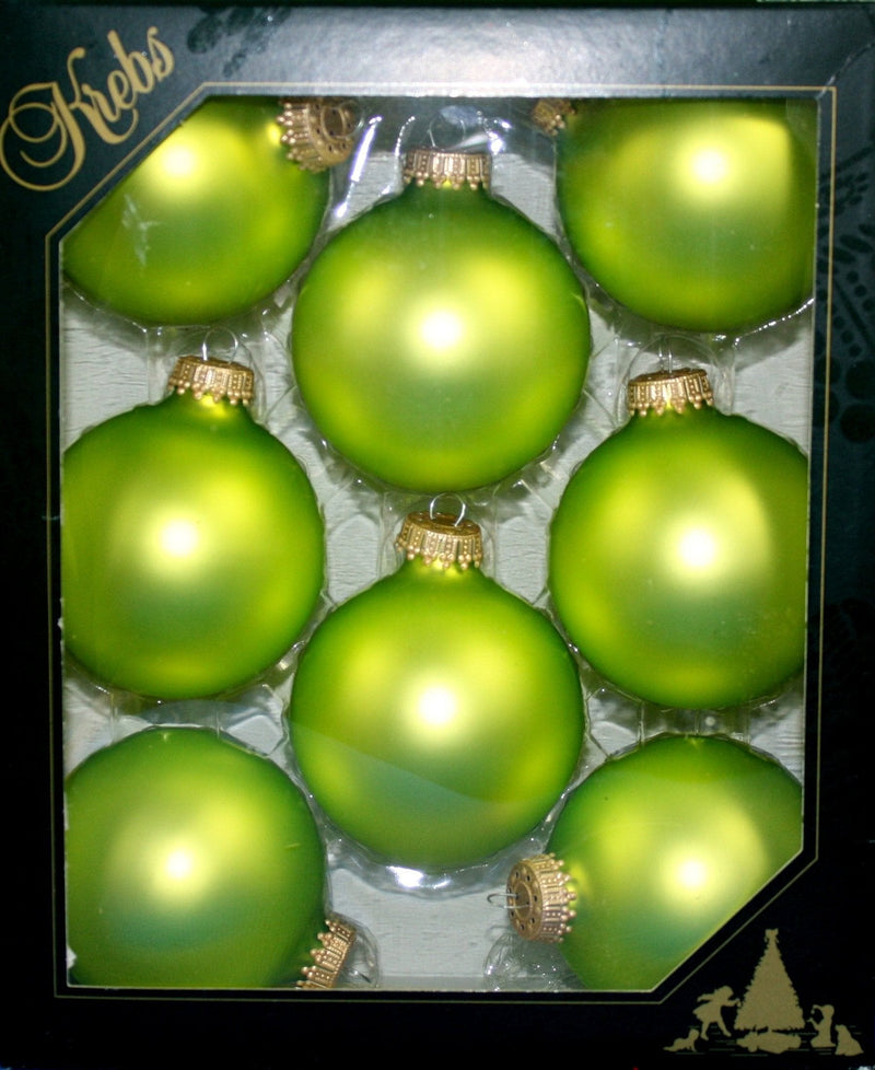 Christmas By Krebbs 2 5/8 Glass Balls - Gold Caps - Parrot Green 8 Pack - Shelburne Country Store