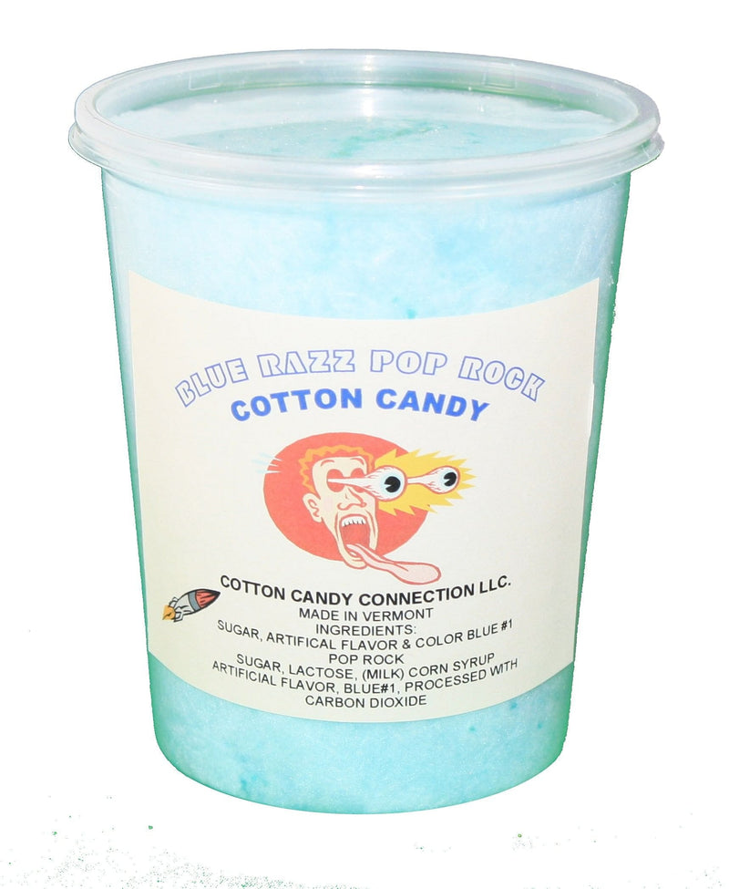 Blue Raspberry Pop Rocks Cotton Candy - 1 Ounce Tub - Shelburne Country Store