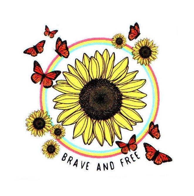 Brave And Free Sunflower And Butterflies Sticker - Shelburne Country Store