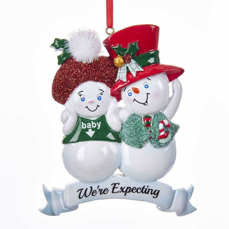 Snow Couple "We're Expecting" Ornament For Personalization - Shelburne Country Store
