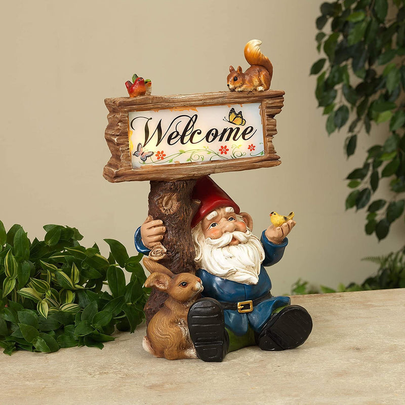14.3'' Solar Lighted Sitting Gnome - Shelburne Country Store