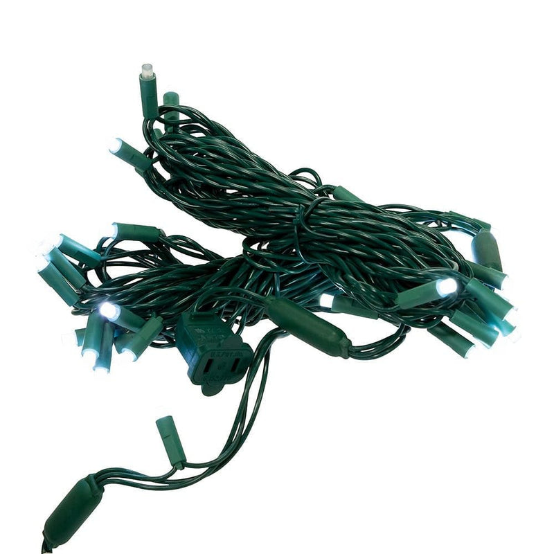 50-Light 5MM Cool White Frosted Twinkle LED Green Wire Light Set - Shelburne Country Store