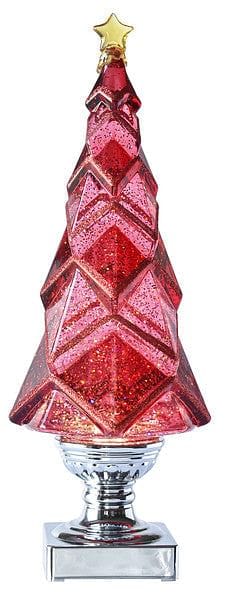 LED Light Up Acrylic Shimmer Tree - 14 Inch - Red - Shelburne Country Store