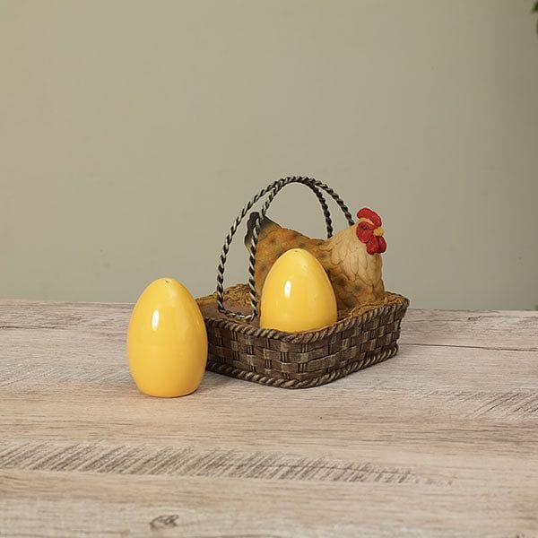 Ceramic Eggs Salt & Pepper set with Basket - Shelburne Country Store