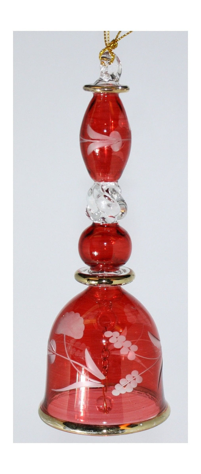 Clear Etched Bell - Christmas Red Small - Shelburne Country Store