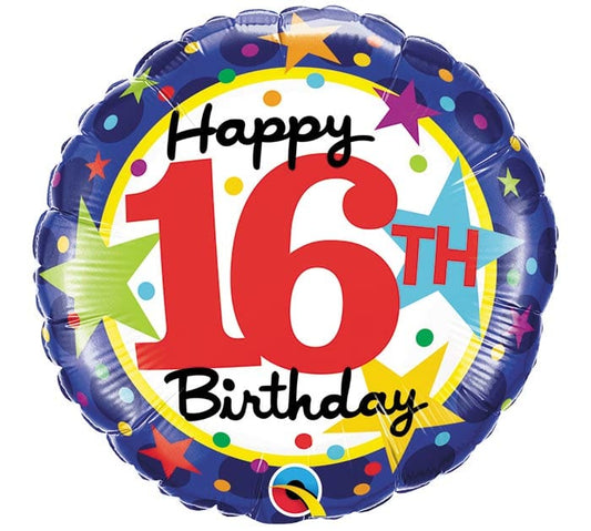 18" 16th Birthday Balloon With Stars - Shelburne Country Store