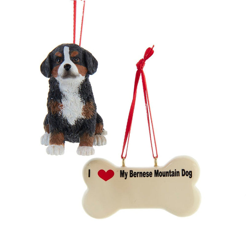 Dog With Dog Bone Ornament set -  Daschund (Black) - Shelburne Country Store