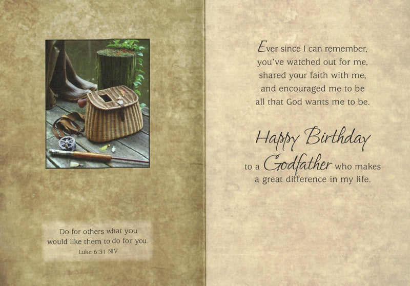 Religious Fishing Theme Godfather Birthday Card - Shelburne Country Store