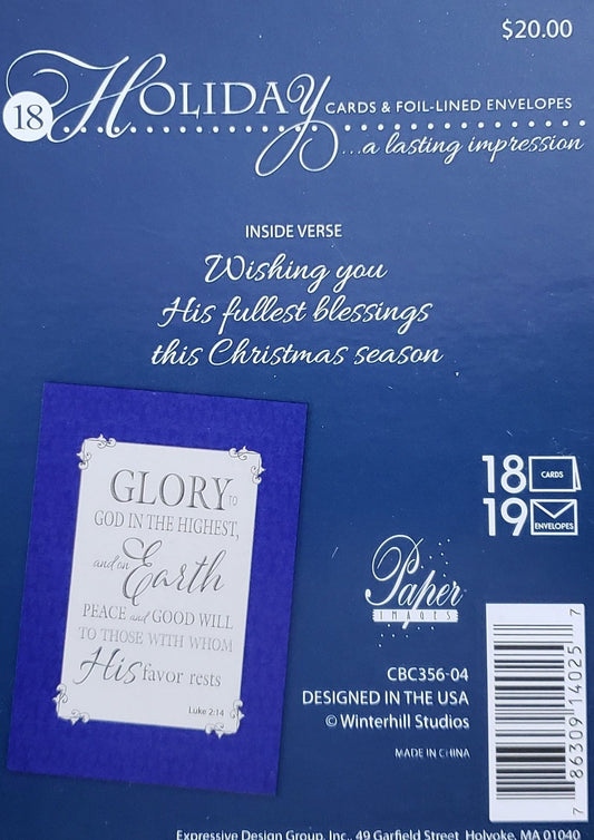 Holiday Luxury Religious Favorites 18 Card Box - Glory to God in the Highest - Shelburne Country Store