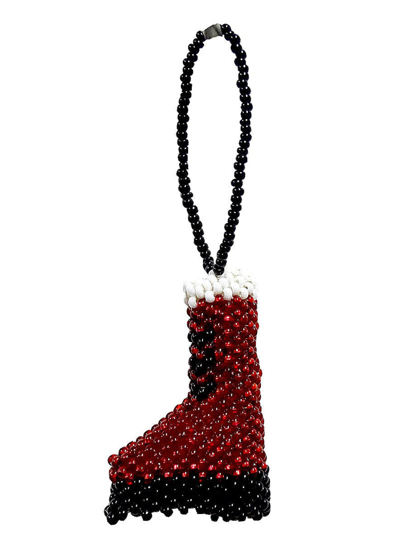 Seed Bead Santa Boot Ornament - Shelburne Country Store