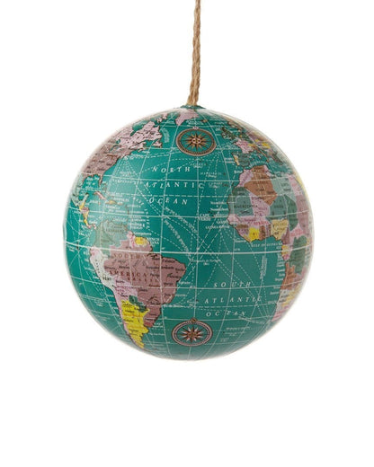 4 Inch Plastic Blue/Tan Earth Globe Ornament - - Shelburne Country Store