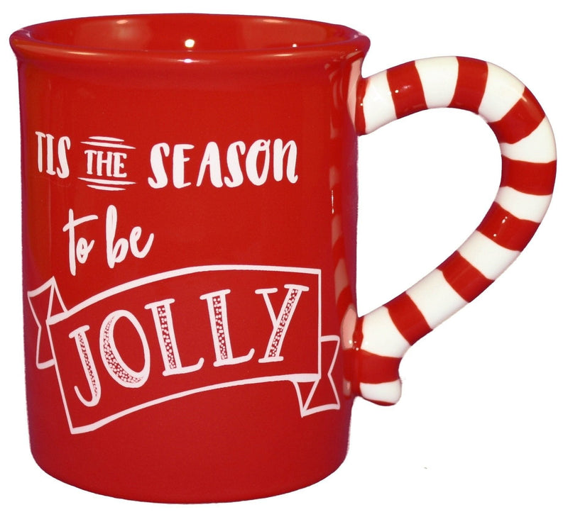 Red And White Holiday Words Ceramic Mug (Tis The Season To Be Jolly) - Shelburne Country Store