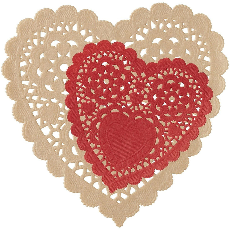 12 Count Red Craft Hearts Assorted Doily, 6 inch /4 inch , Multicolor - Shelburne Country Store