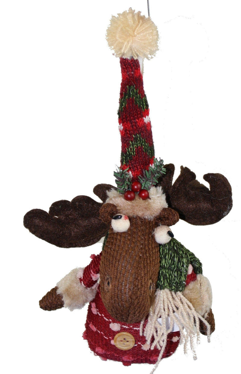 10 In. Plush Moose Orn - Red Hat - Shelburne Country Store