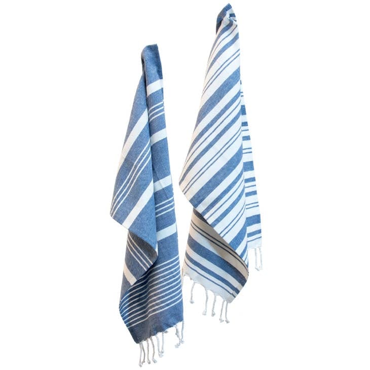 Tea Towels Blue Stripes Set of 2 - Shelburne Country Store