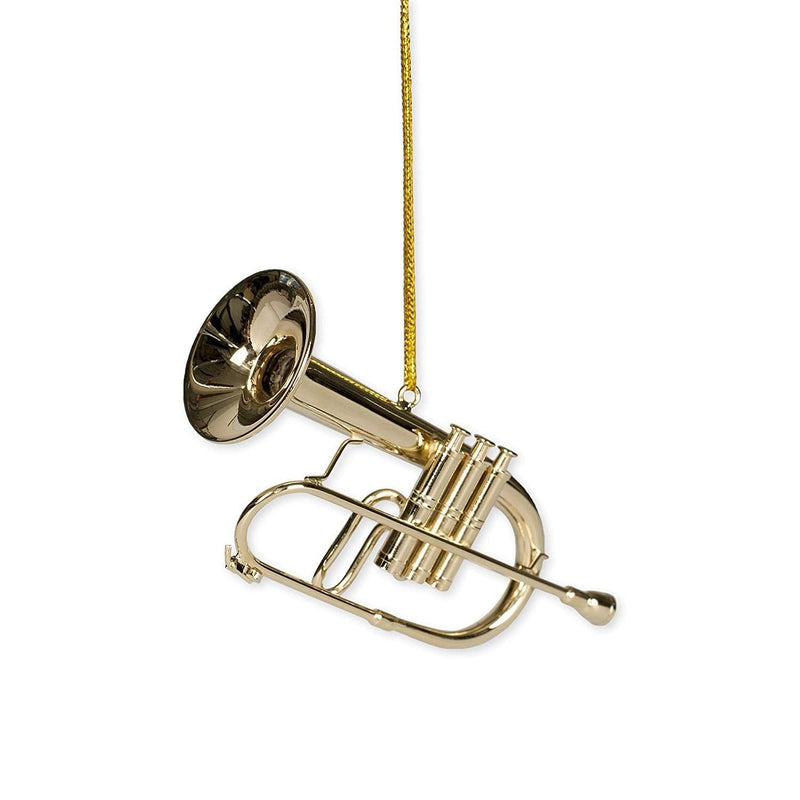 Gold Brass Flugelhorn Ornament - 3" - Shelburne Country Store