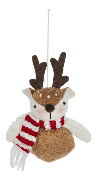 Plush Reindeer Ornament - Striped Scarf - Shelburne Country Store