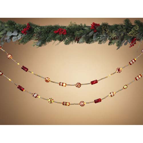 79" Lighted Twinkling Red Glass Candy Garland - Shelburne Country Store