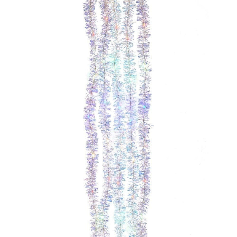 100-Light Silver Iridescent Tinsel Cascade Multi-Color Light Set - Shelburne Country Store
