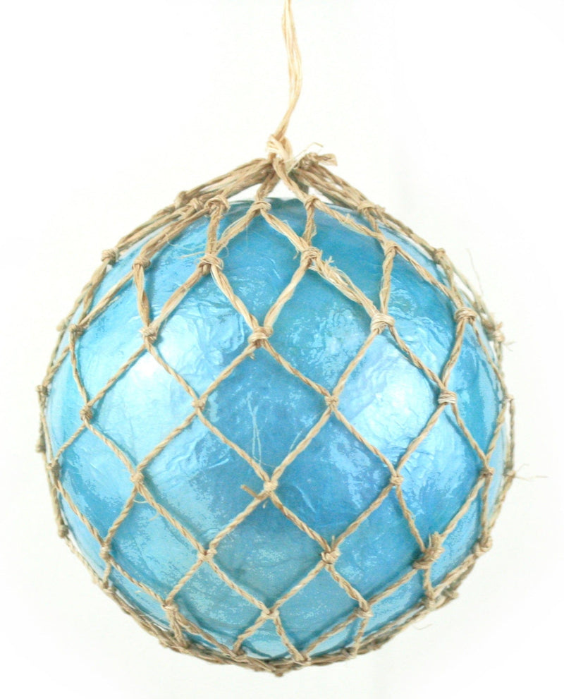 Capiz Shell Fishnet Pearlized Ornament - Cyan - Shelburne Country Store