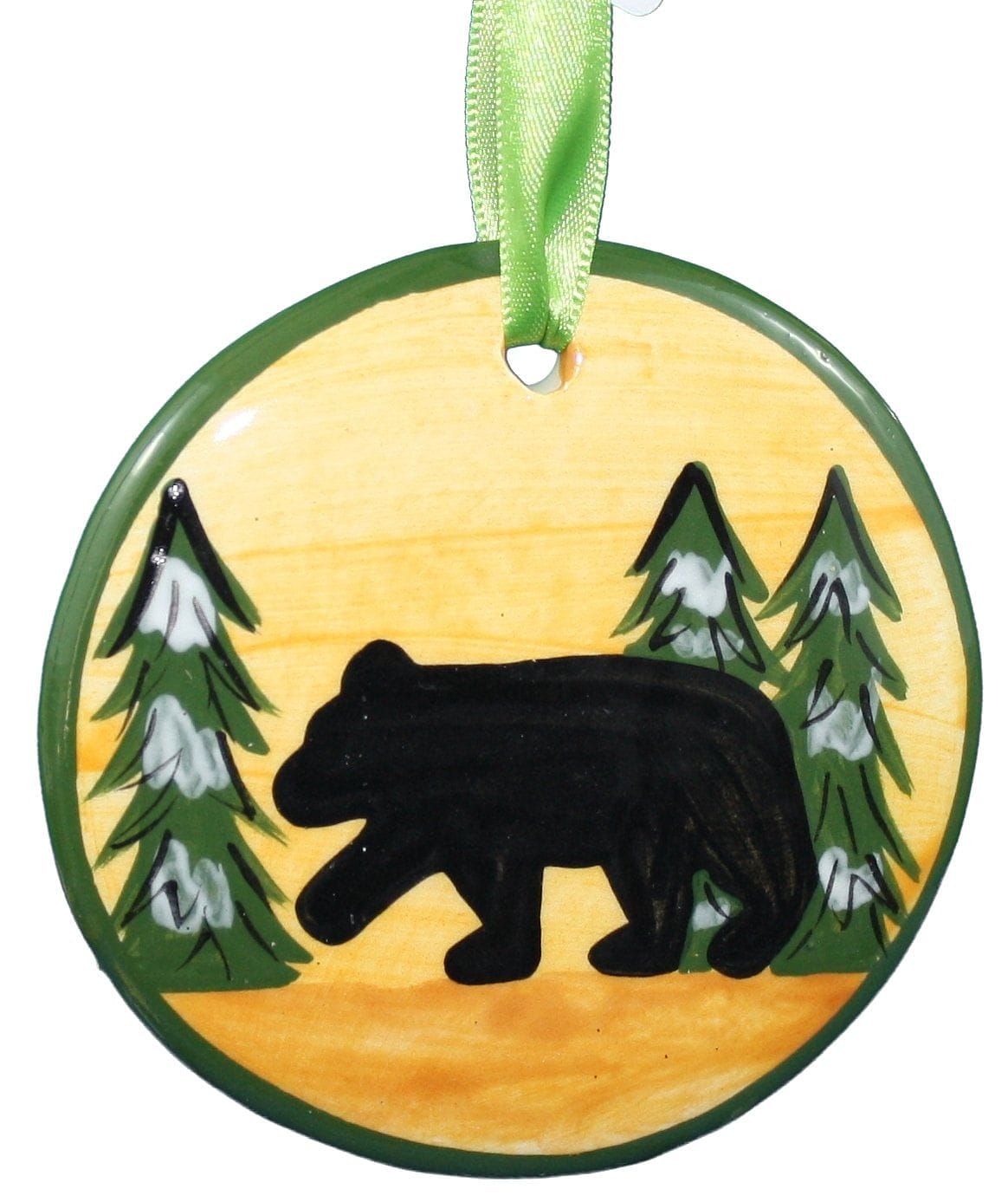 Nola Watkins Flat Disc Ceramic Ornament - Black Bear - Shelburne Country Store