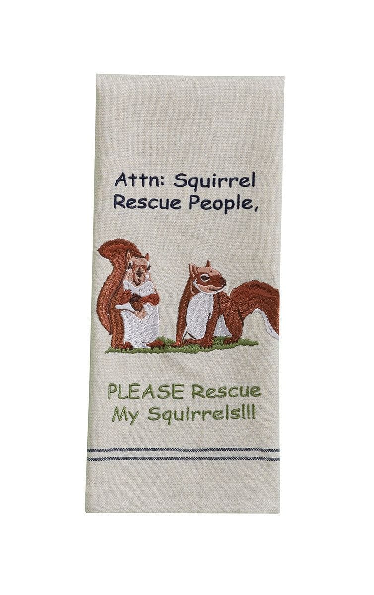 Squirrel Rescue Embroidered Dishtowel - Shelburne Country Store